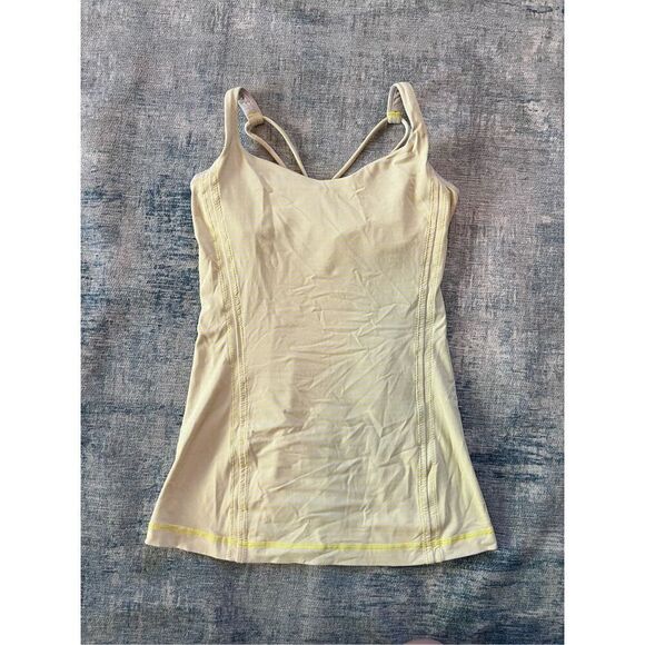 Lululemon Free To Be Tank Slope Stripe Polar Cream Clarity Yellow Size 4 - Picture 6 of 7
